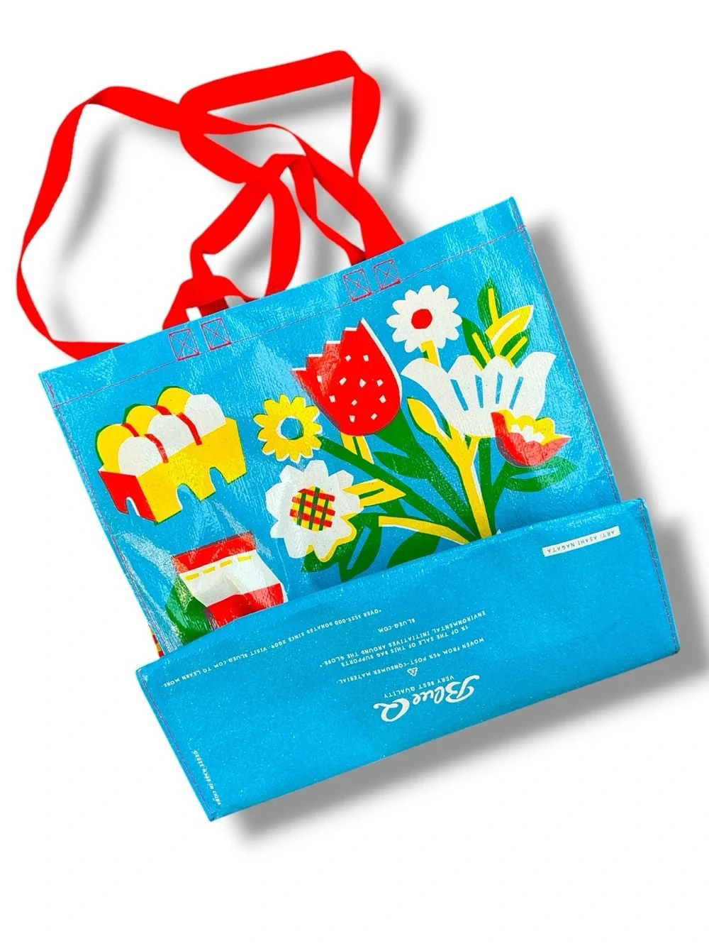 NWT Blue Q Grocery List Huge Market Shopper Beach Party Tote Recycled cheerful